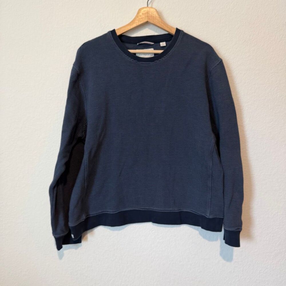 Trenery Blue Striped Knit Long Sleeve Pullover Jumper Sweater Men's Size XL